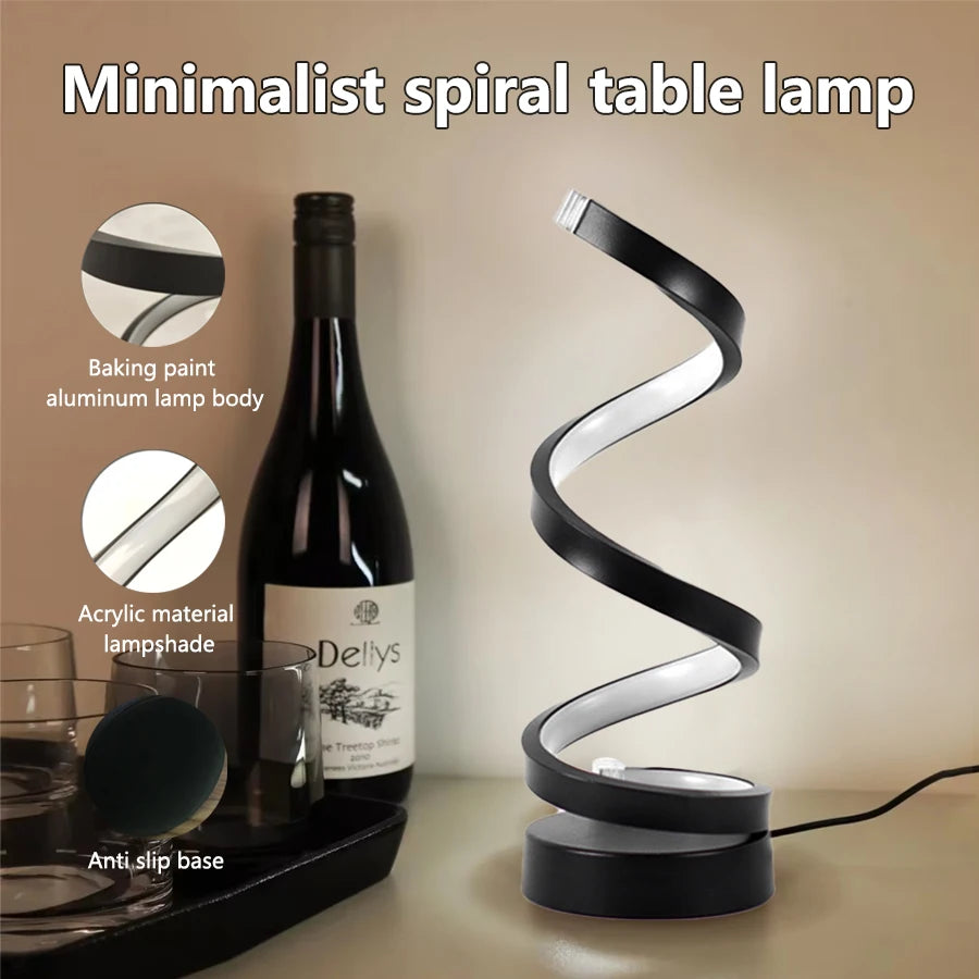 CrystaLume™ Spiral Table Lamp – Artistic Glow Edition