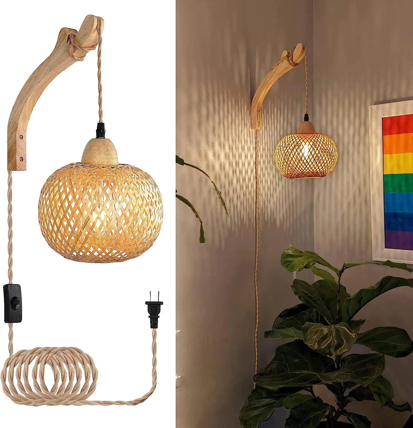 Sundara™ Natural Bamboo Wall Light – Handwoven Elegance