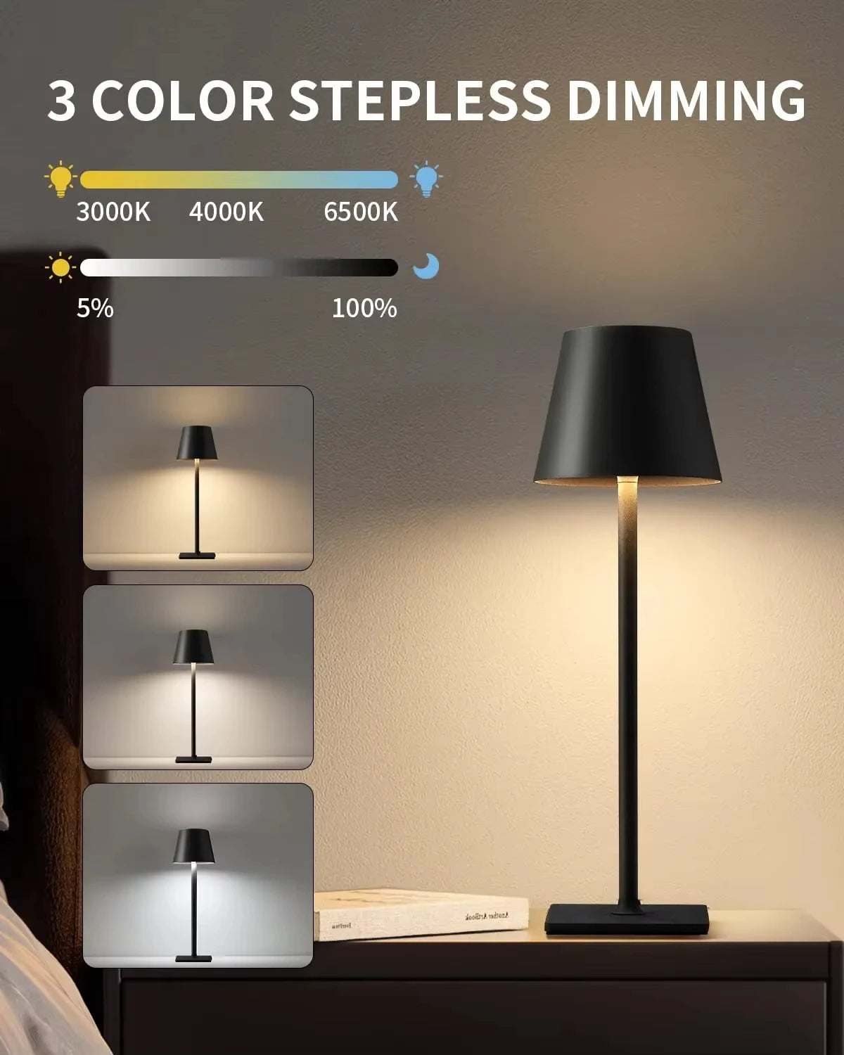 GlowSlide™ LED Touch Desk Lamp – 3 Light Modes
