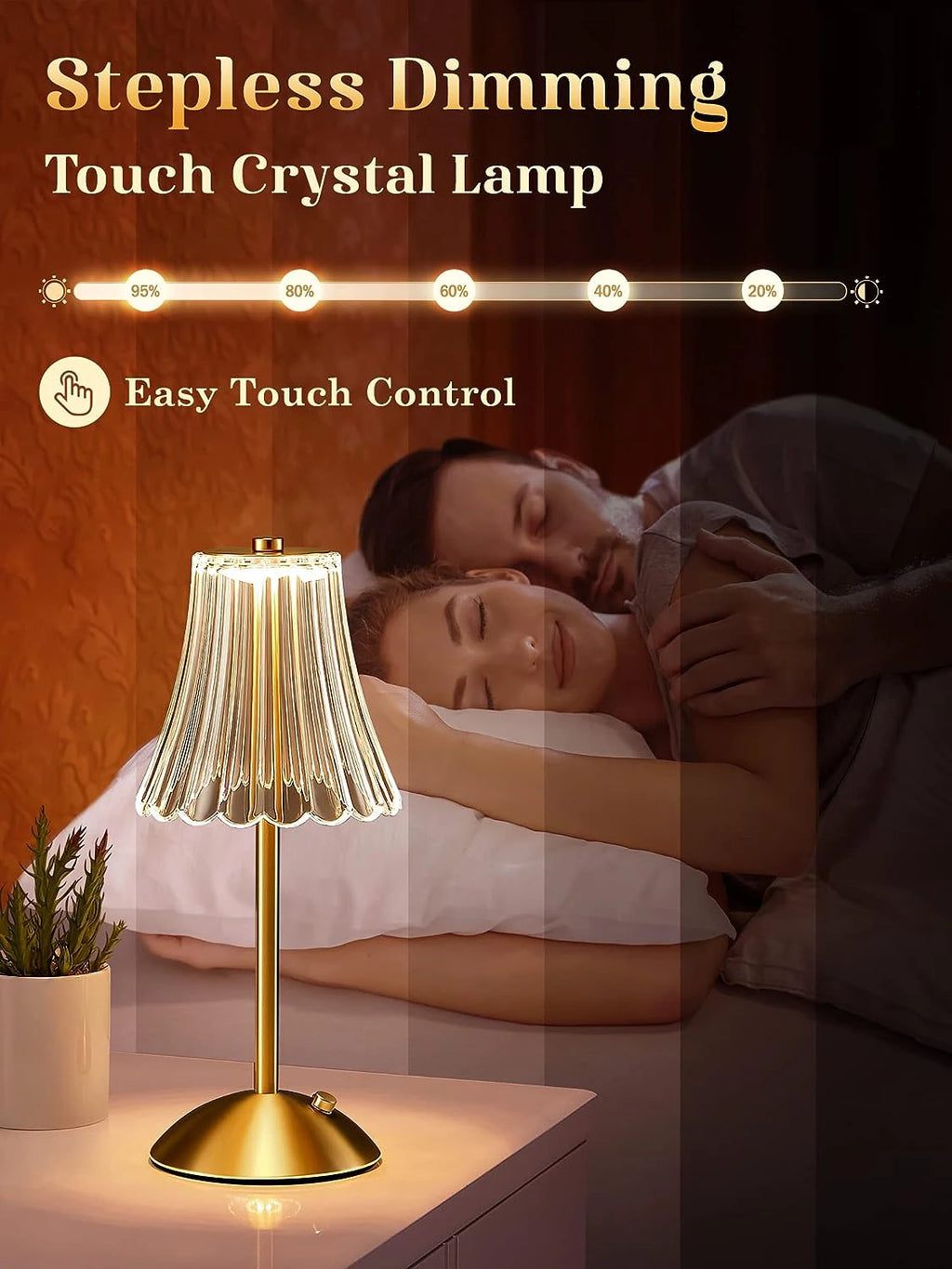 AuraLuxe™ Crystal Table Lamp – 3 Colour Touch Dimming