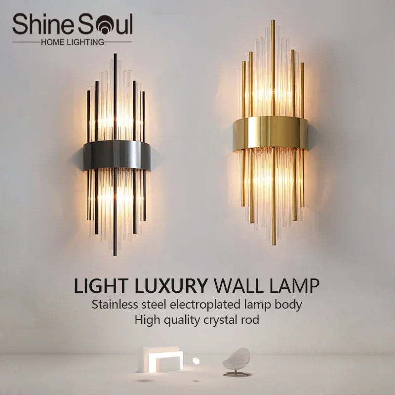 VetraLux™ Wall Light – Titanium Crystal Elegance