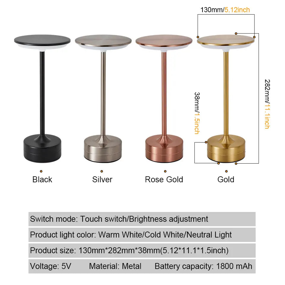 Aurelo™ Crystal Touch Lamp – USB Rechargeable Dimmable Light