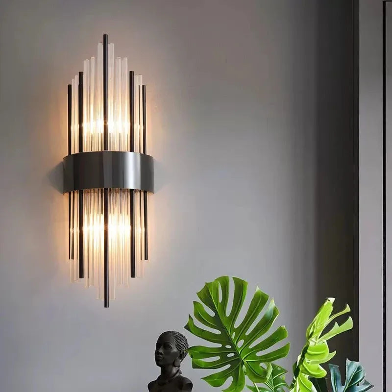 VetraLux™ Wall Light – Titanium Crystal Elegance