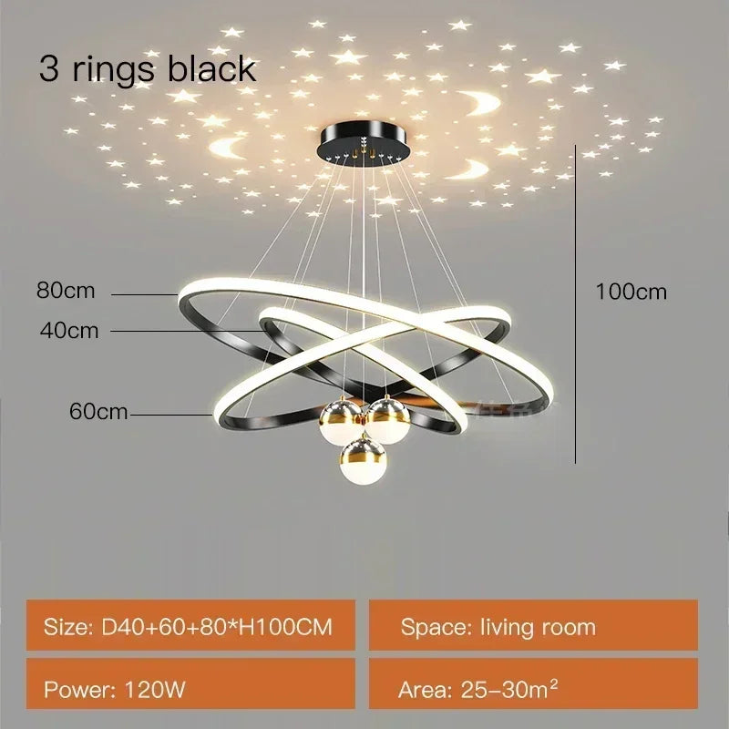 StellarGlow™ Nordic Starry Projection Chandelier