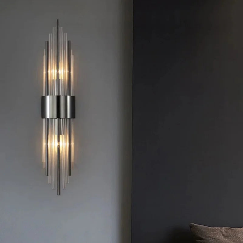 VetraLux™ Wall Light – Titanium Crystal Elegance