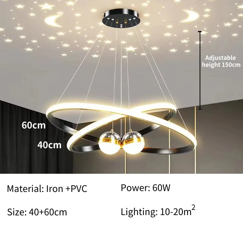 StellarGlow™ Nordic Starry Projection Chandelier