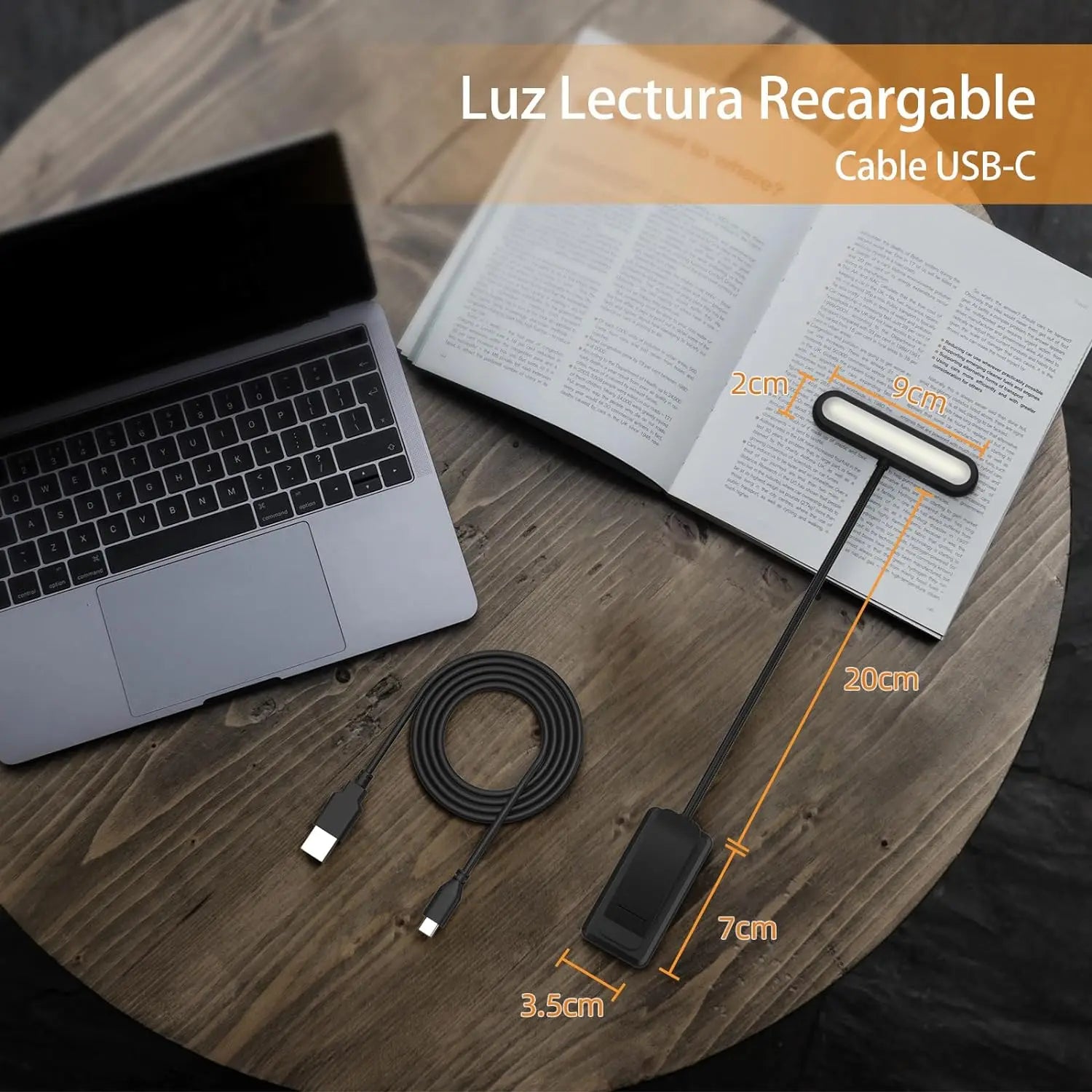 LumaClip™ Rechargeable Book Light – 3 Colour Modes
