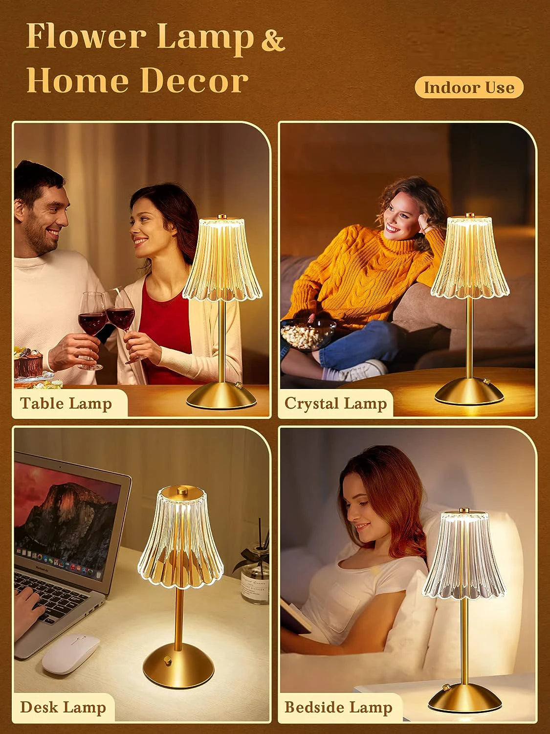AuraLuxe™ Crystal Table Lamp – 3 Colour Touch Dimming