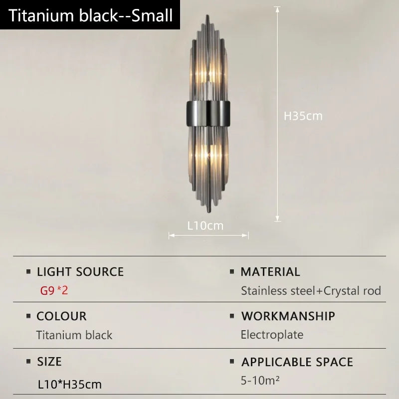 VetraLux™ Wall Light – Titanium Crystal Elegance