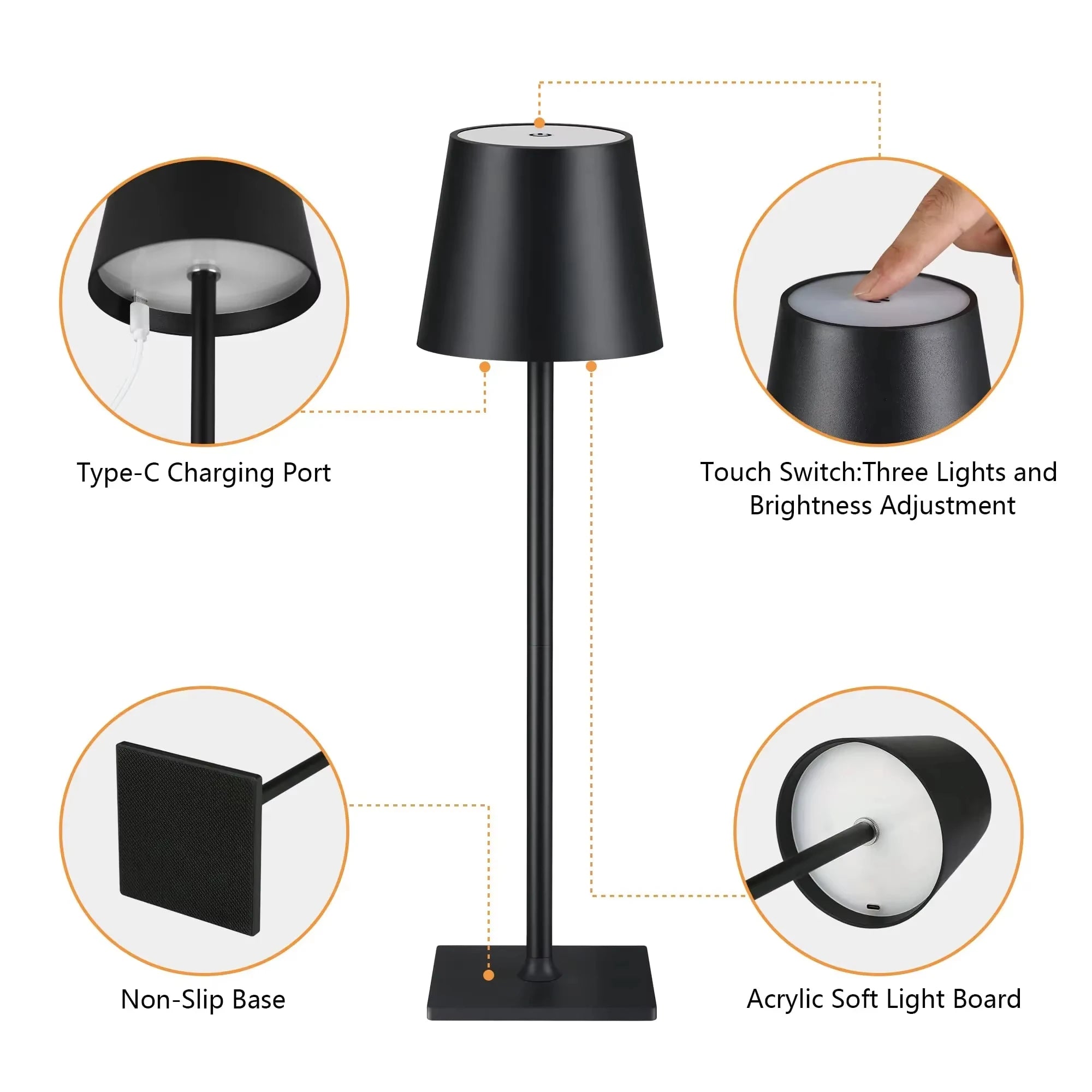 GlowSlide™ LED Touch Desk Lamp – 3 Light Modes