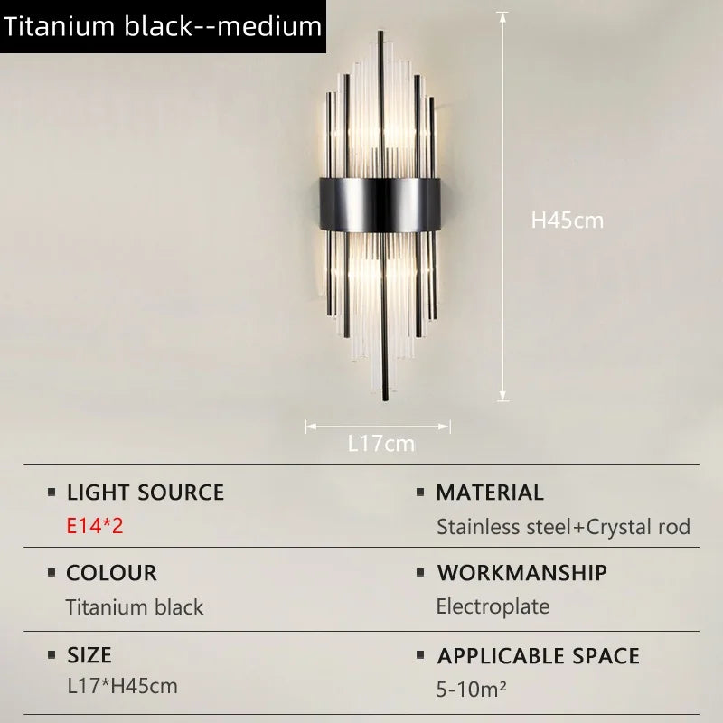 VetraLux™ Wall Light – Titanium Crystal Elegance