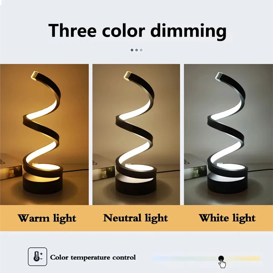 CrystaLume™ Spiral Table Lamp – Artistic Glow Edition