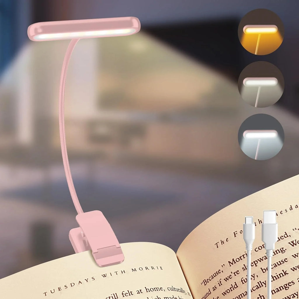 LumaClip™ Rechargeable Book Light – 3 Colour Modes